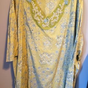 mib 6x green embellished cotton tunic
